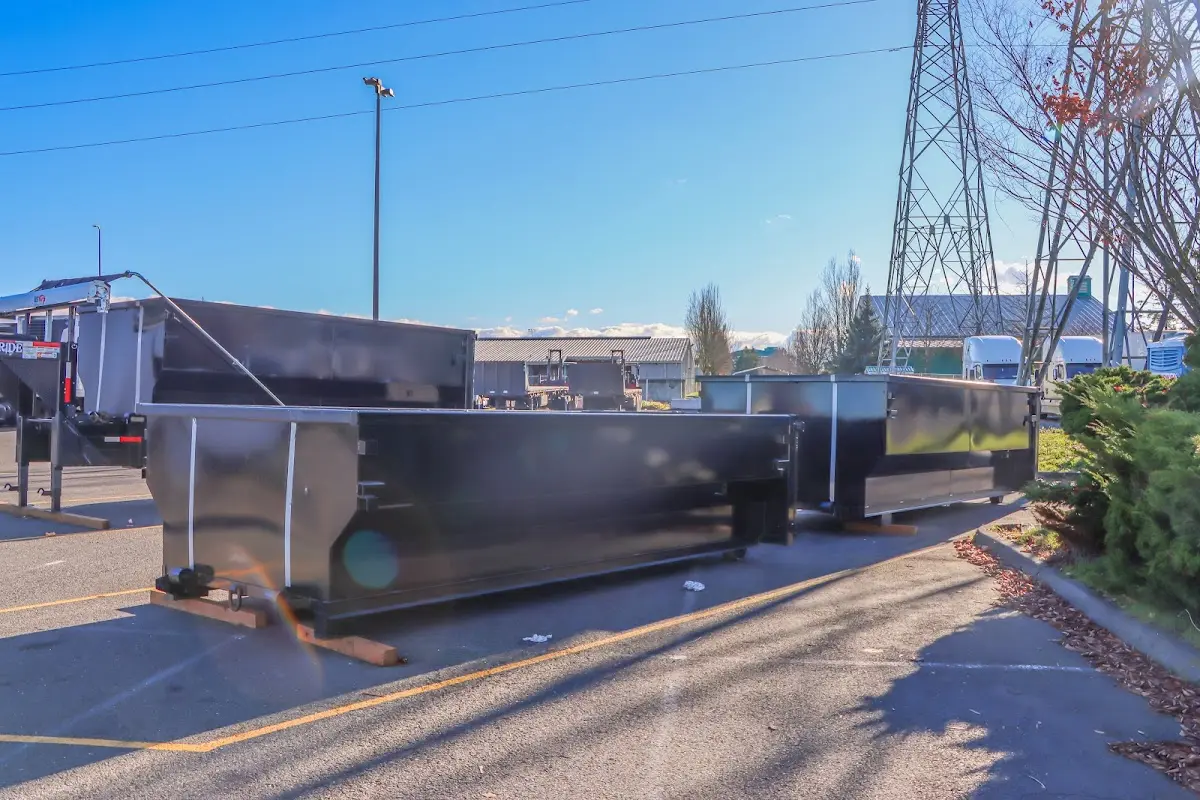 Roll-off dumpster ready for waste disposal at job site for Commercial Dumpster Rental in St. Louis